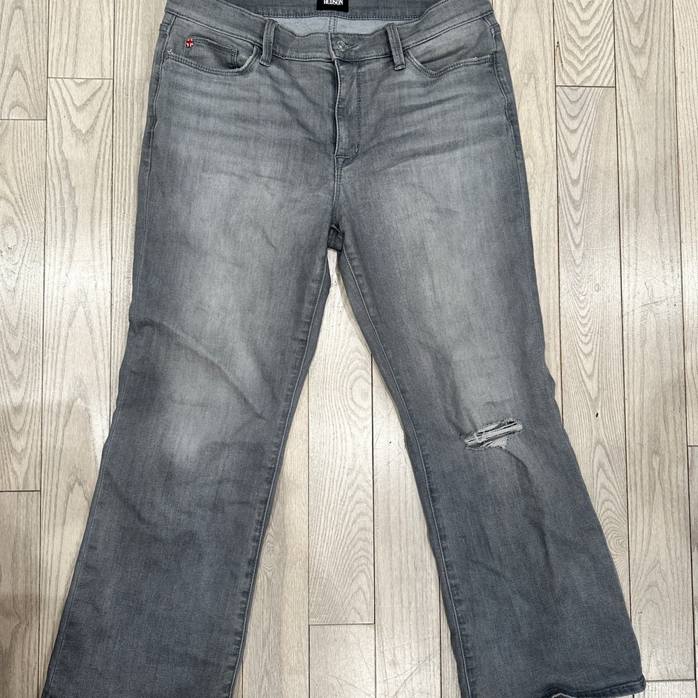 Hudson Jeans Women's Distressed Gray Flare Jeans